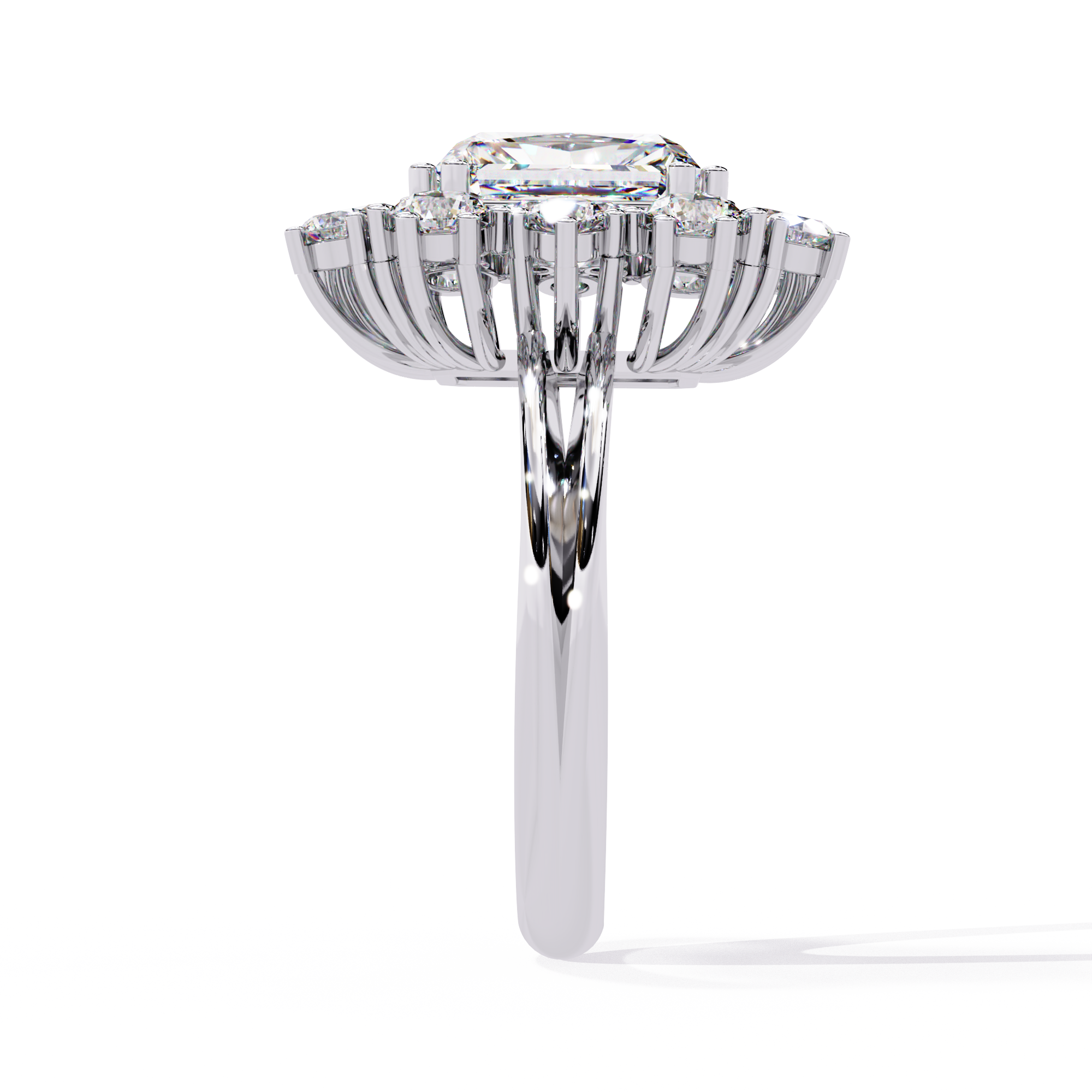 Solitairekart - 4.46 Ct Lab Grown Diamond Halo Ring in 14K Yellow Gold